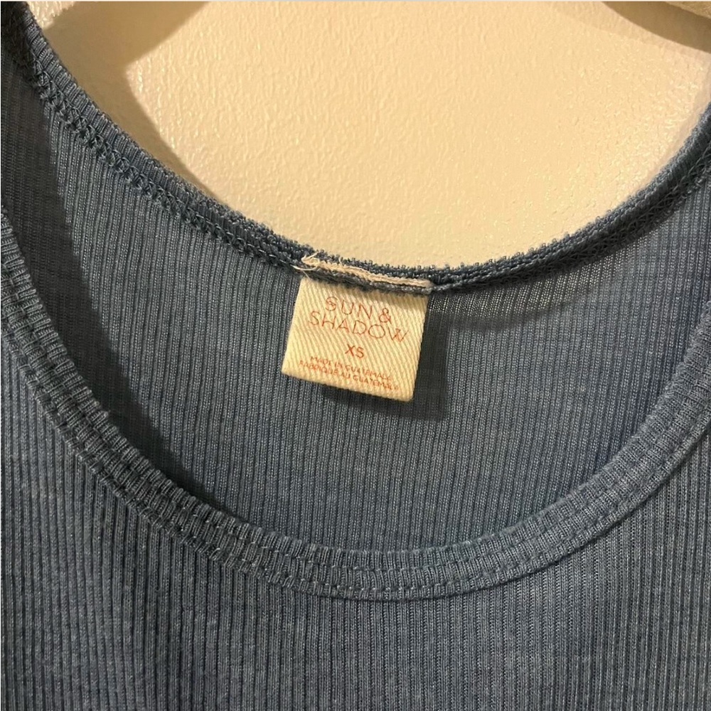 Blue Ribbed Relaxed Fit Tank Top - Picture 6 of 6